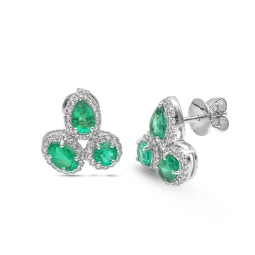 JPERG-3922/10843 Emerald Diamond Earring | 18K