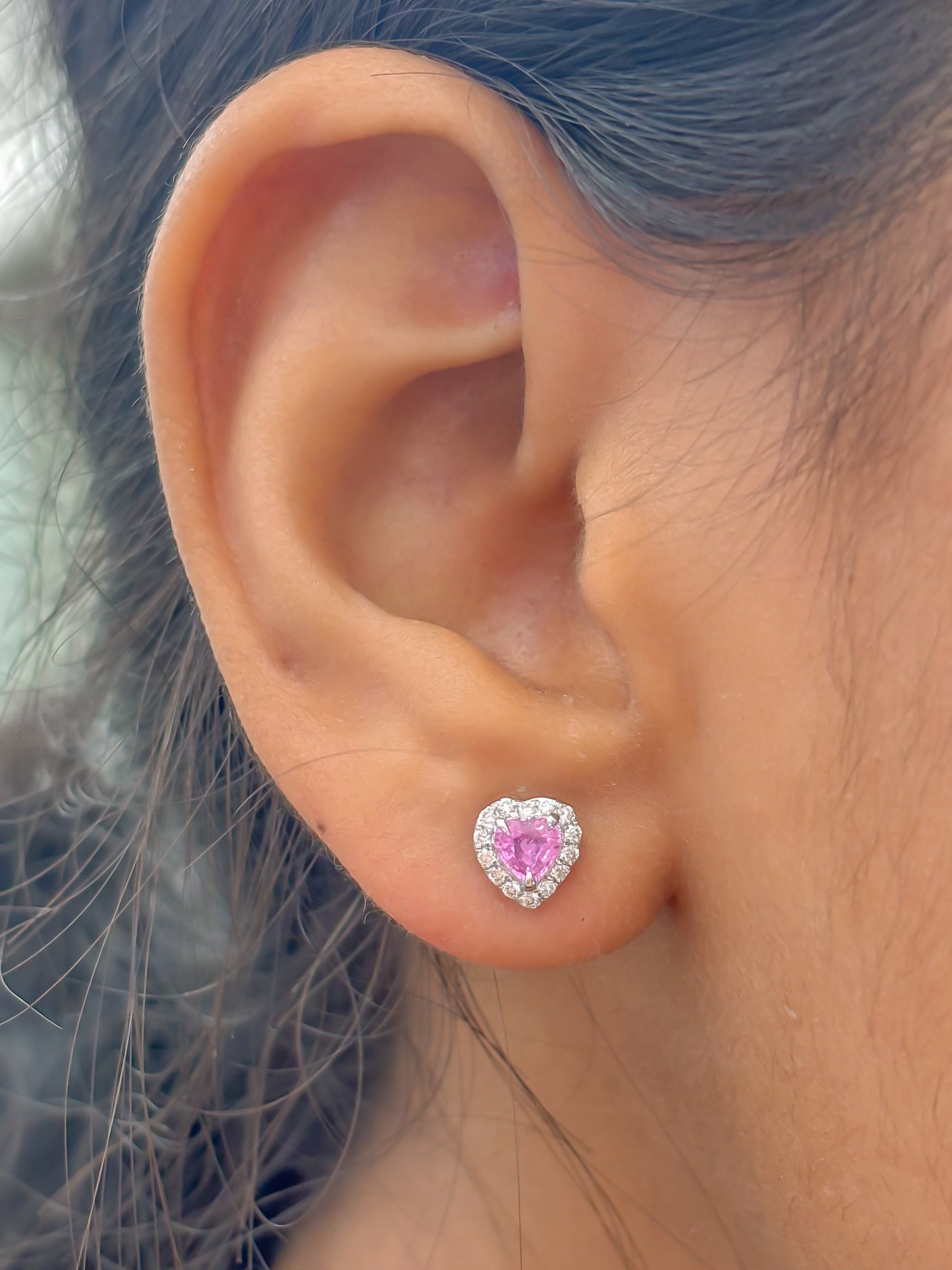 JPERG-3925/10846 Pink Sapphire Diamond Earring | 18K