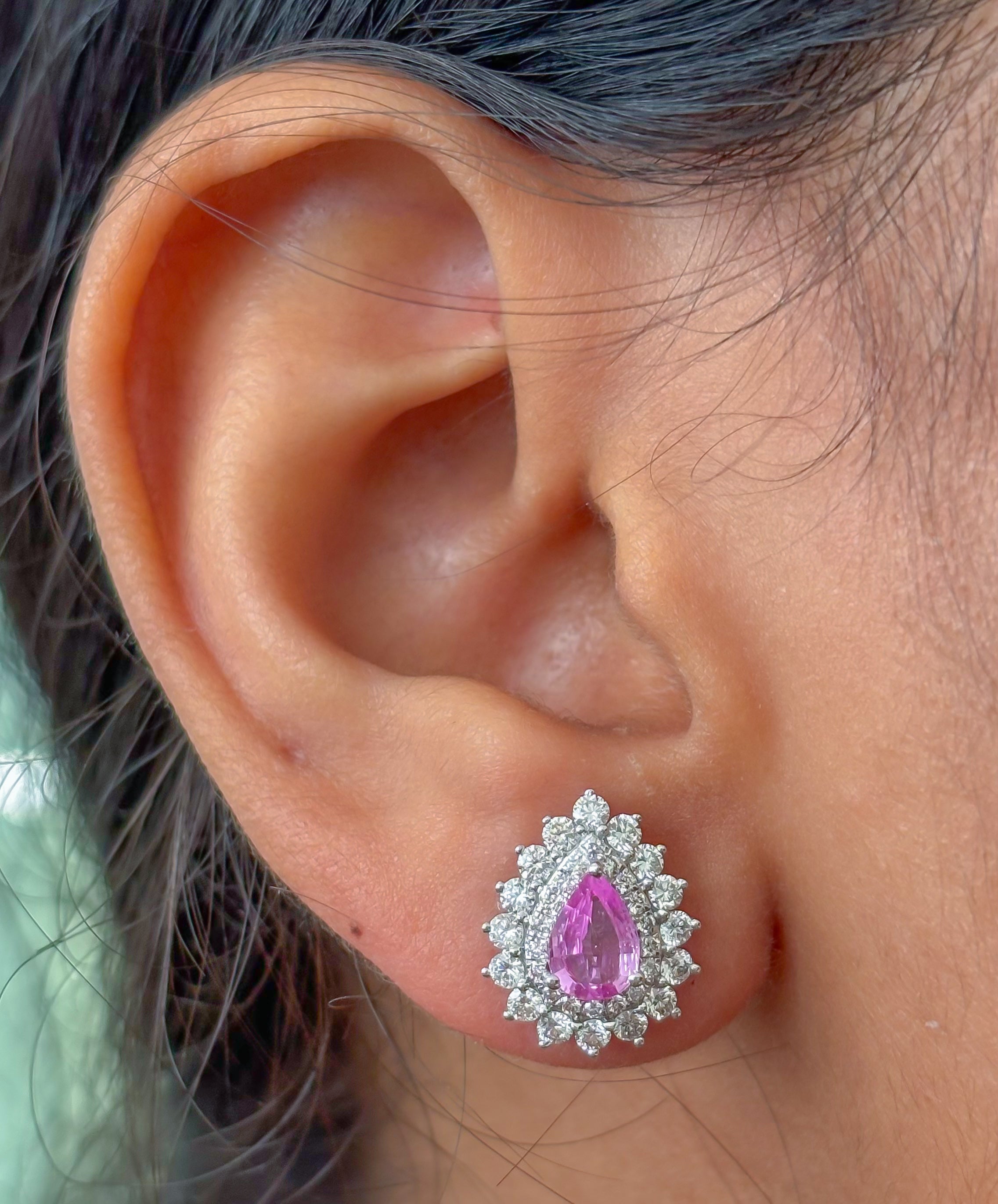 JPERG-3926/10847 Pink Sapphire Diamond Earring | 18K