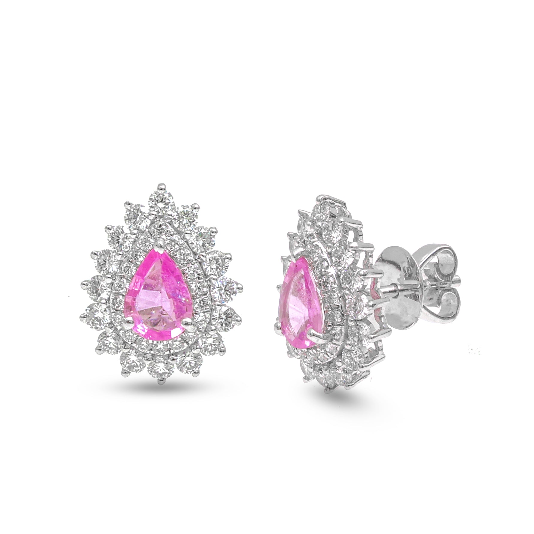 JPERG-3926/10847 Pink Sapphire Diamond Earring | 18K