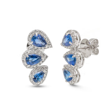JPERG-3927/10848 Blue Sapphire Diamond Earring | 18K