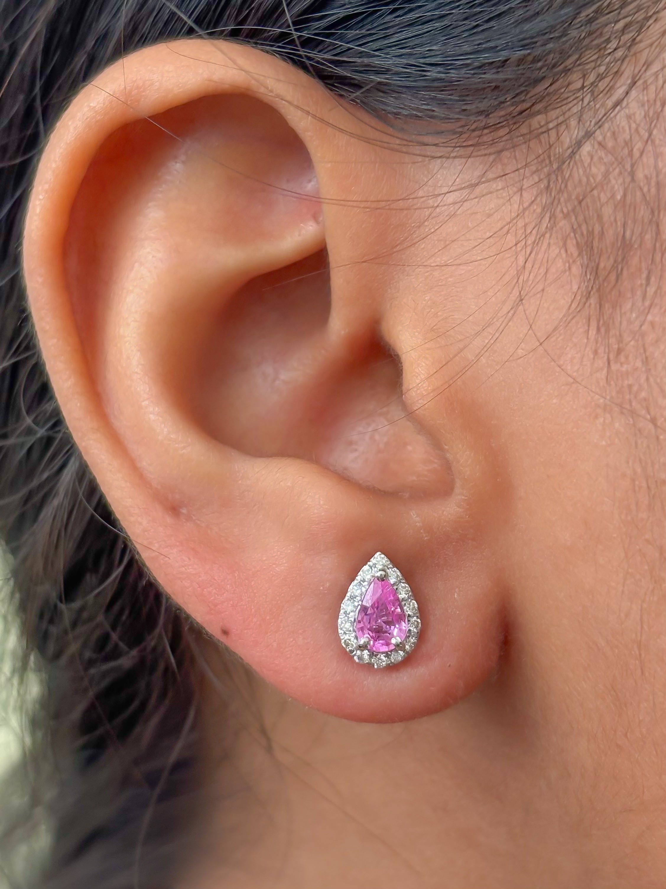 JPERG-3932/10853 Pink Sapphire Diamond Earring | 14K
