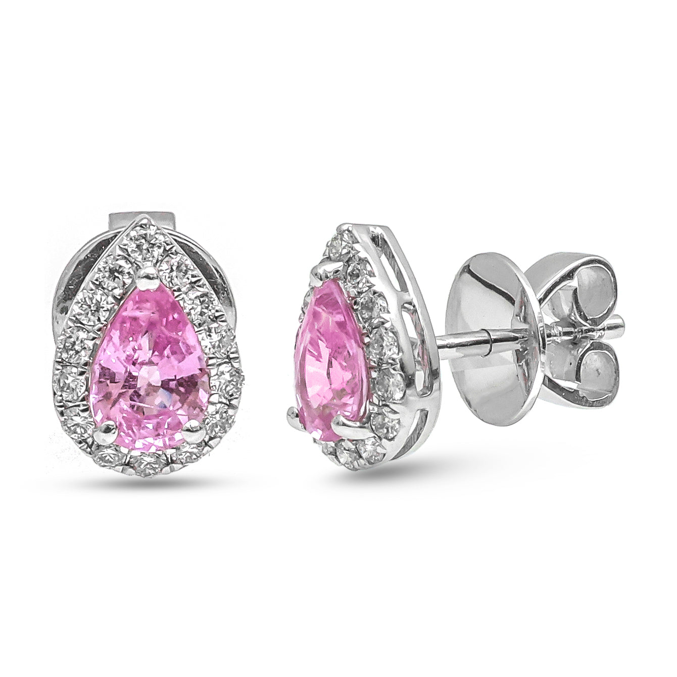 JPERG-3932/10853 Pink Sapphire Diamond Earring | 14K