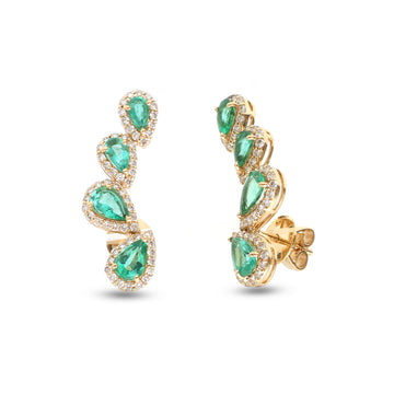 JPERG-3938/10859 Emerald Diamond Earring | 18K