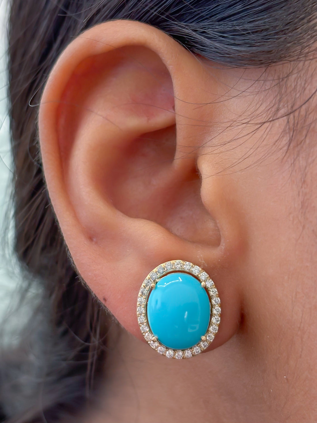 JPERG-3942/10884 Turquoise Diamond Earring | 14K