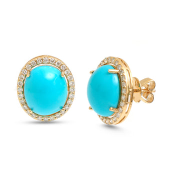JPERG-3942/10884 Turquoise Diamond Earring | 14K