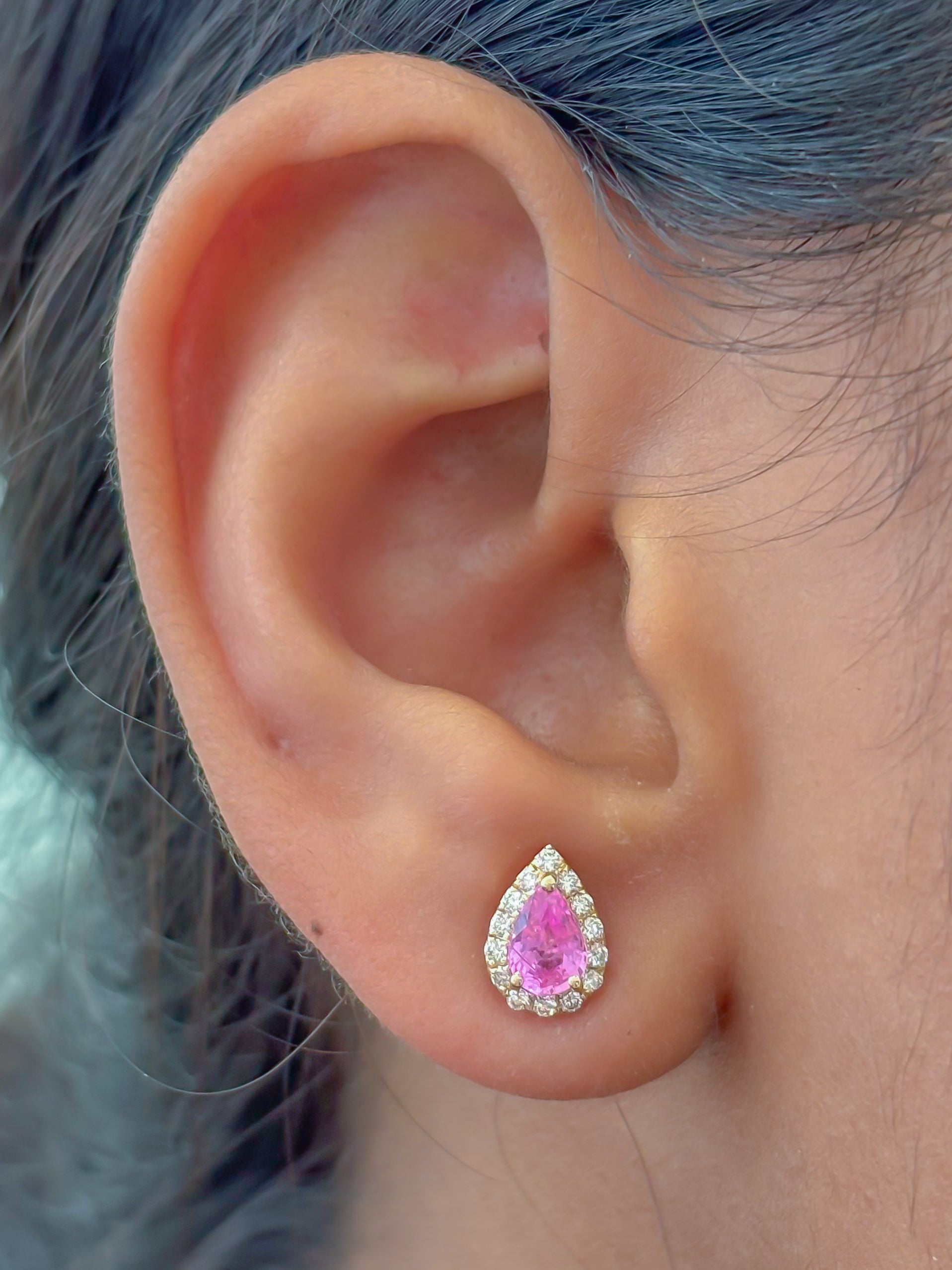 JPERG-3951/10893 Pink Sapphire Diamond Earring | 14K