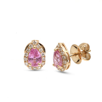 JPERG-3951/10893 Pink Sapphire Diamond Earring | 14K