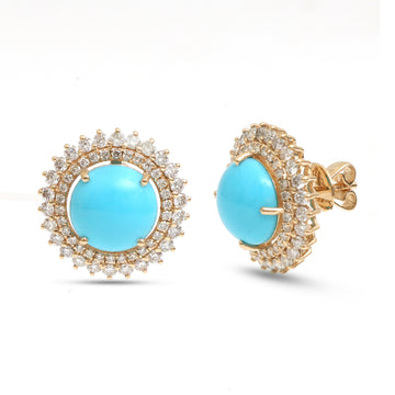 JPERG-3952/10953 Turquoise Diamond Earring | 14K