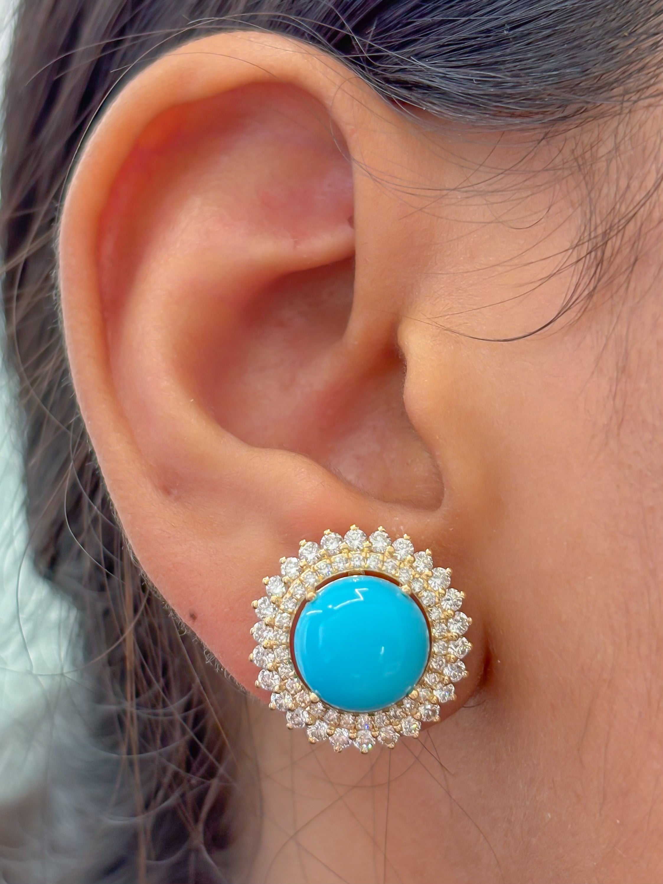 JPERG-3953/10895 Turquoise Diamond Earring | 14K