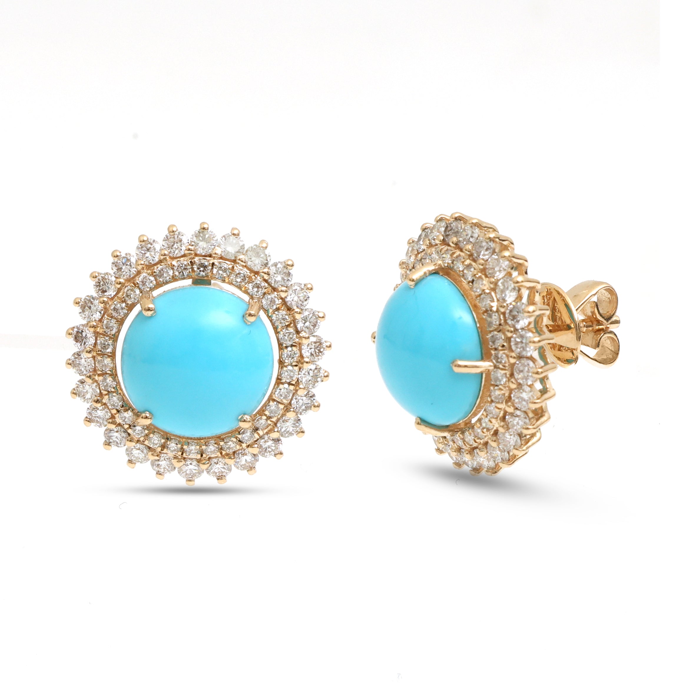 JPERG-3953/10895 Turquoise Diamond Earring | 14K