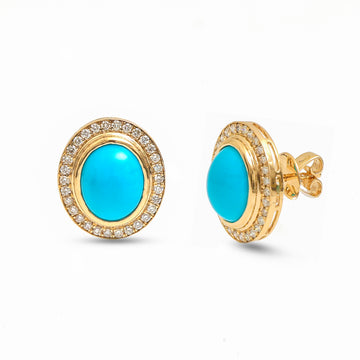 JPERG-3955/10897 Turquoise Diamond Earring | 14K