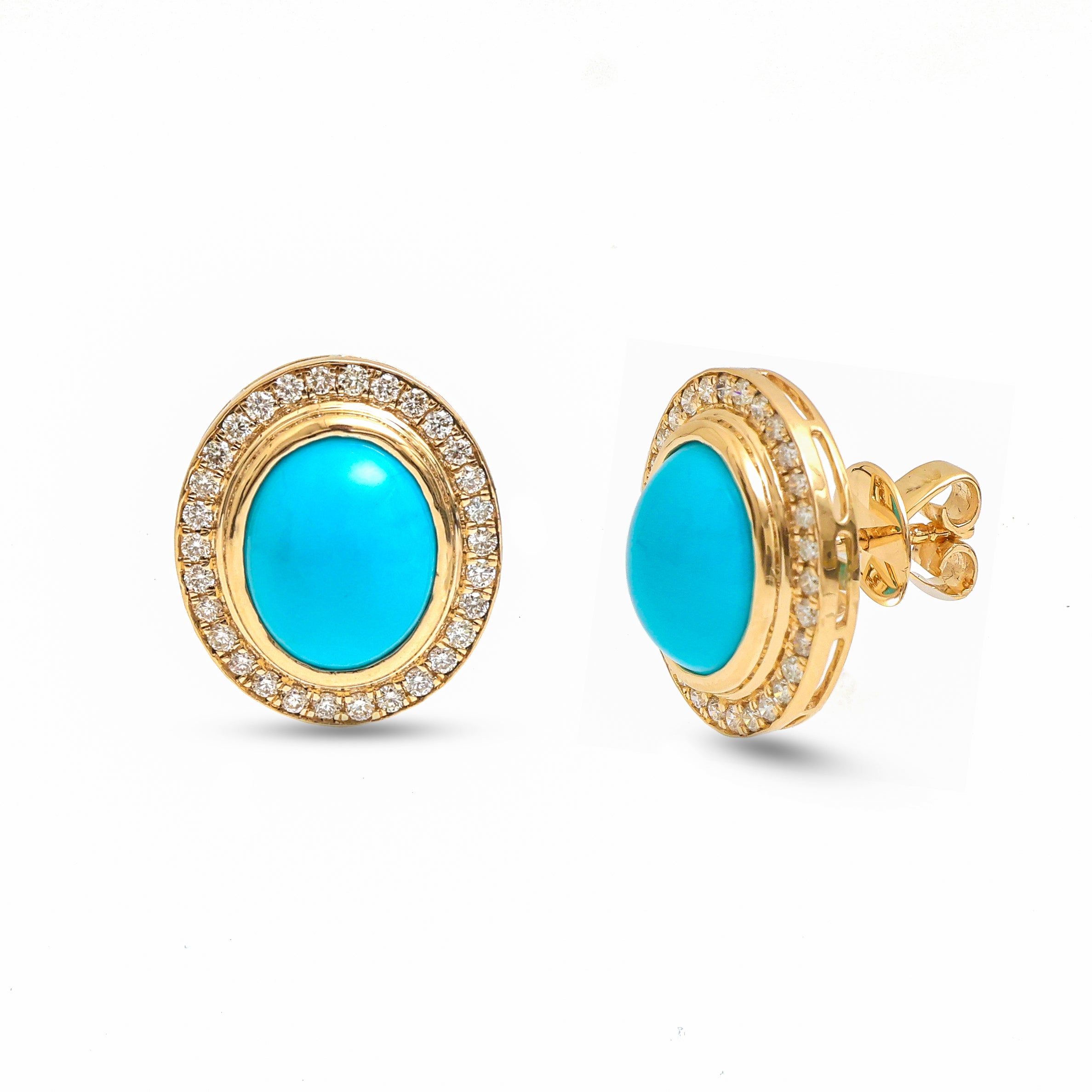JPERG-3956/10898 Turquoise Diamond Earring | 14K
