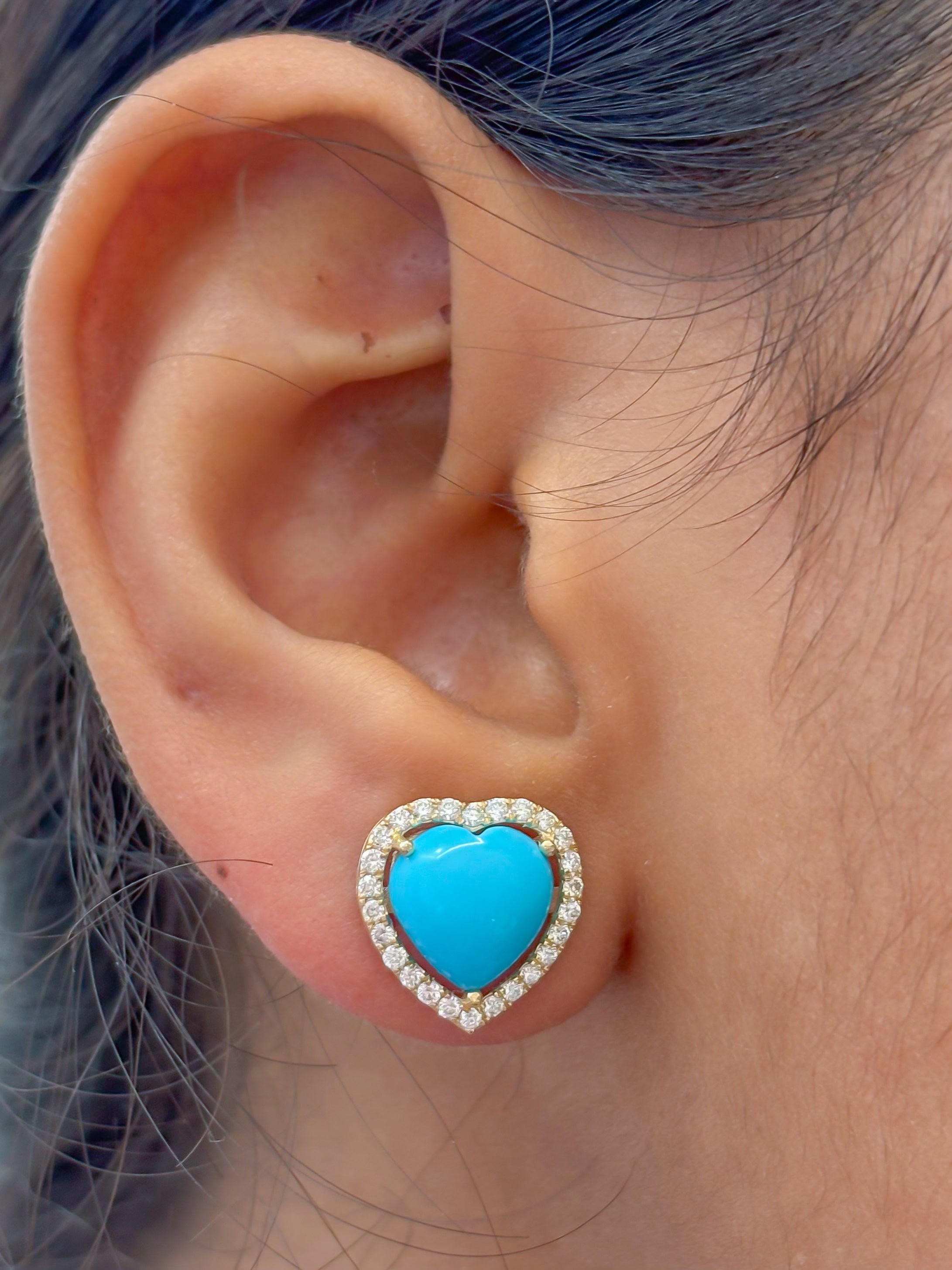 JPERG-3960/10906 Turquoise Diamond Earring | 14K