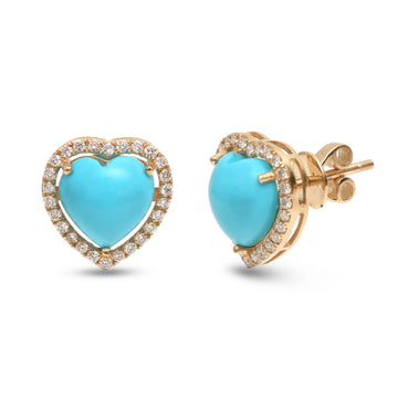 JPERG-3960/10906 Turquoise Diamond Earring | 14K