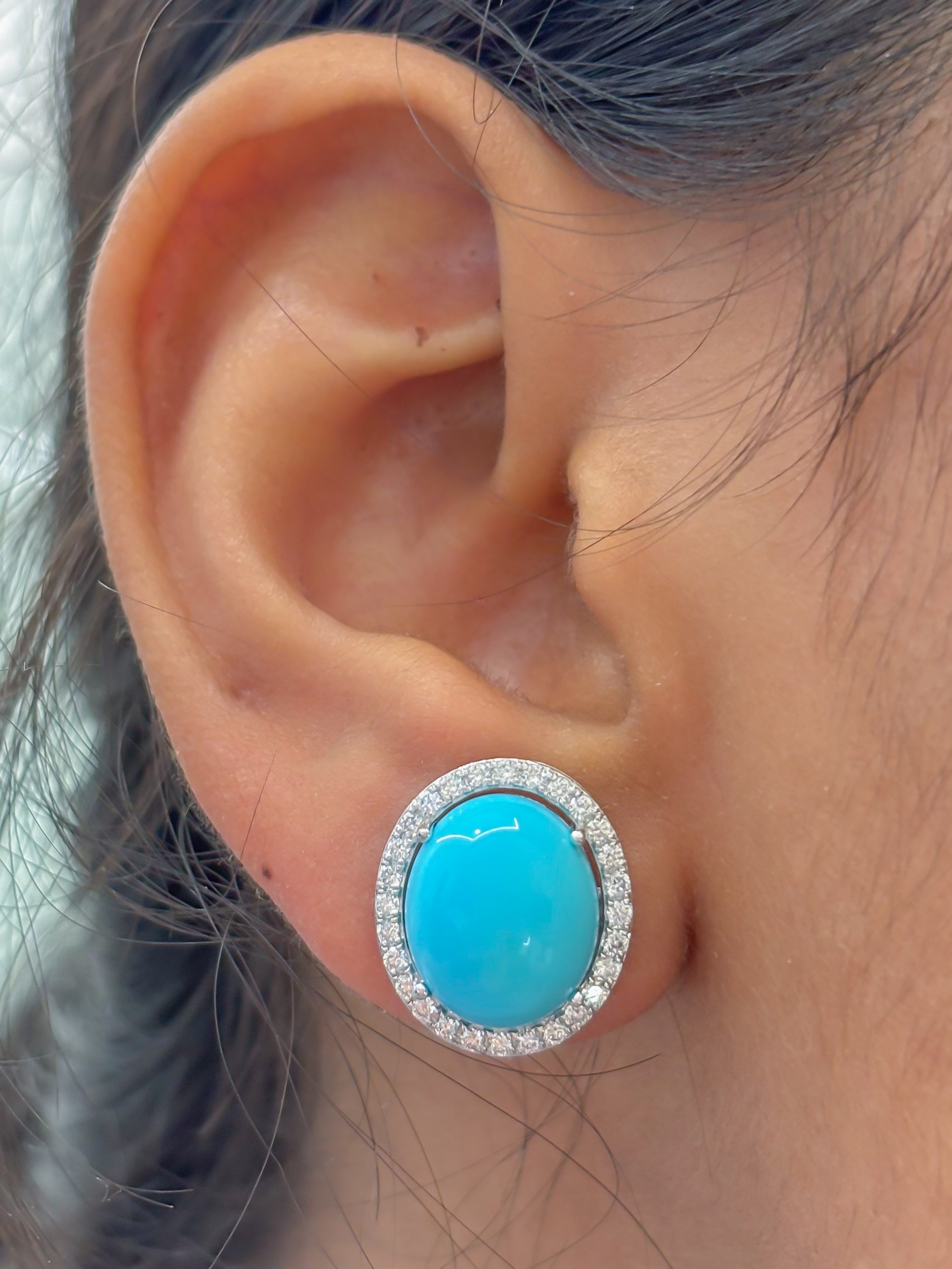 JPERG-3968/10917 Turquoise Diamond Earring | 14K