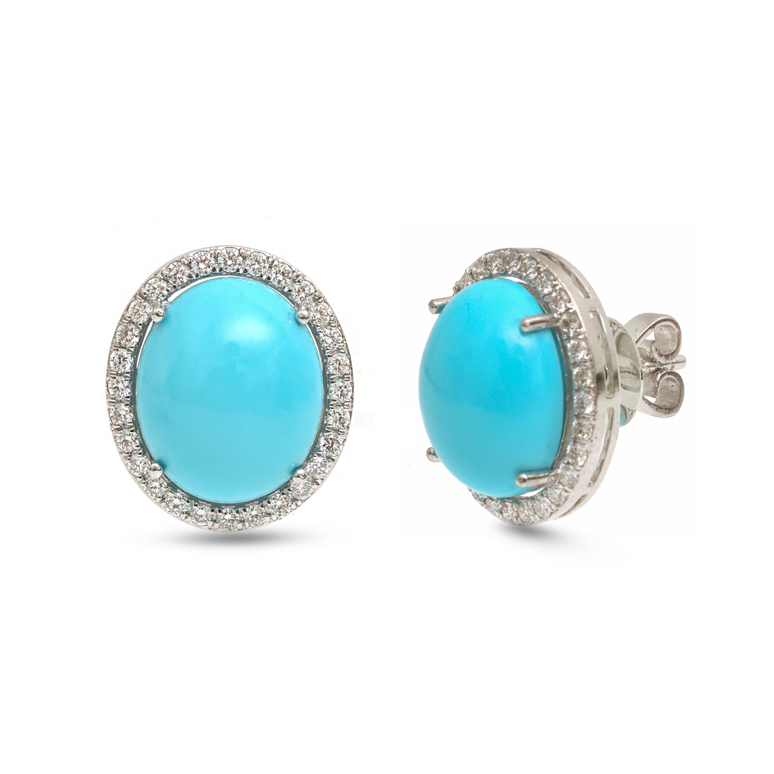 JPERG-3968/10917 Turquoise Diamond Earring | 14K