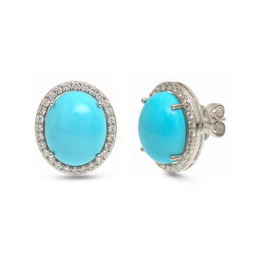 JPERG-3968/10917 Turquoise Diamond Earring | 14K