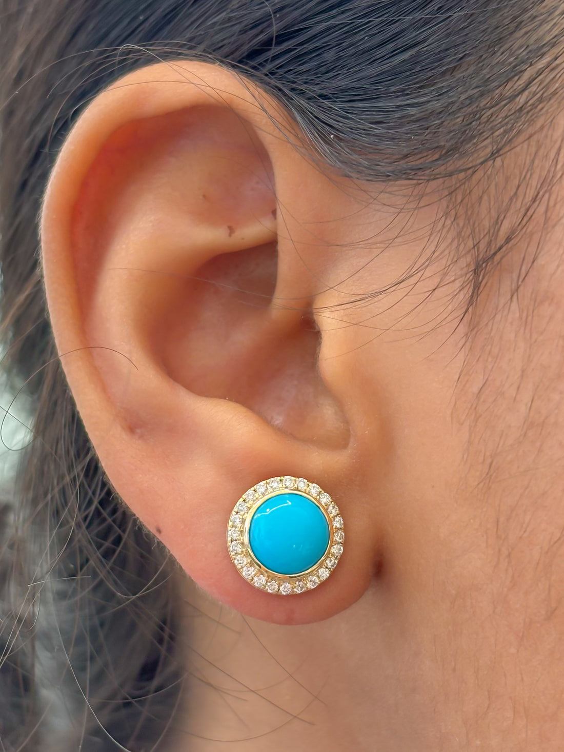 JPERG-3975/10924 Turquoise Diamond Earring | 14K
