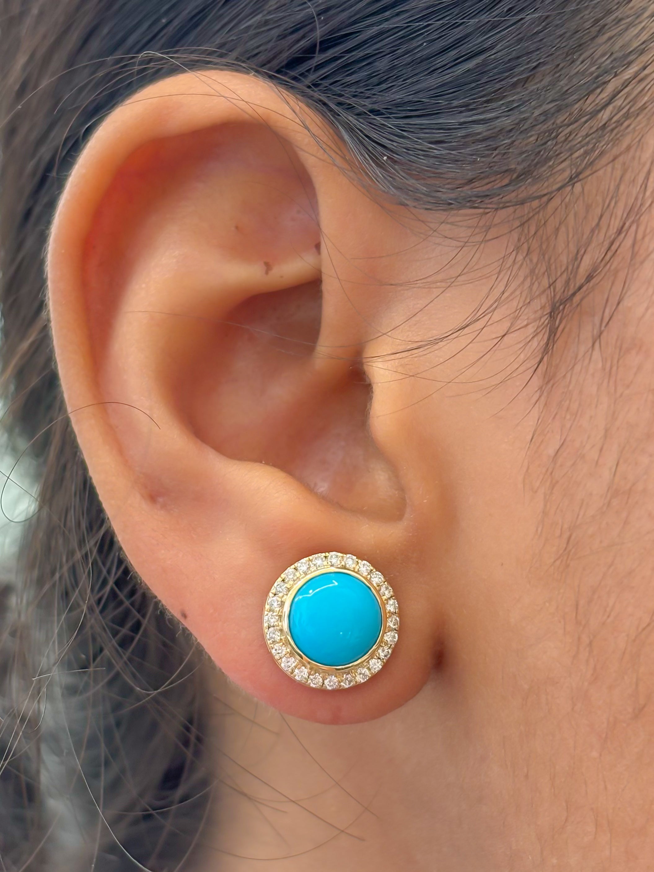 JPERG-3975/10924 Turquoise Diamond Earring | 14K