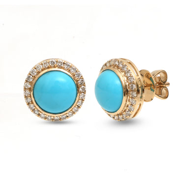 JPERG-3975/10924 Turquoise Diamond Earring | 14K
