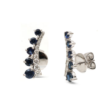 JPERG-3976/10925 Blue Sapphire Diamond Earring | 18K