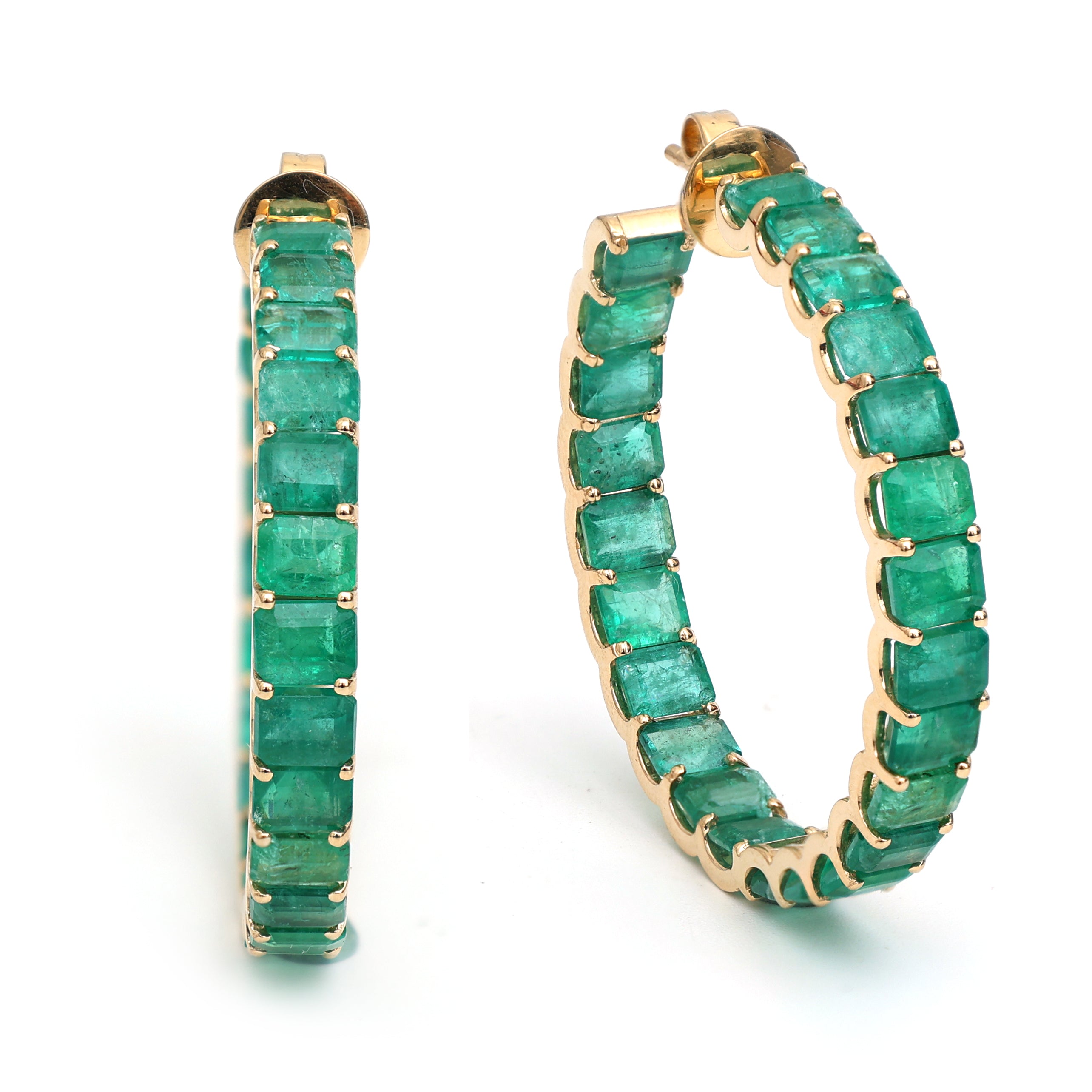 JPERG-397/2188 Emerald Hoops Earring | 18K