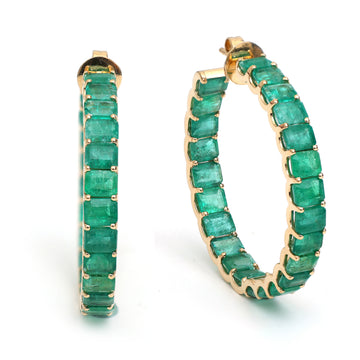 JPERG-397/2188 Emerald Hoops Earring | 18K