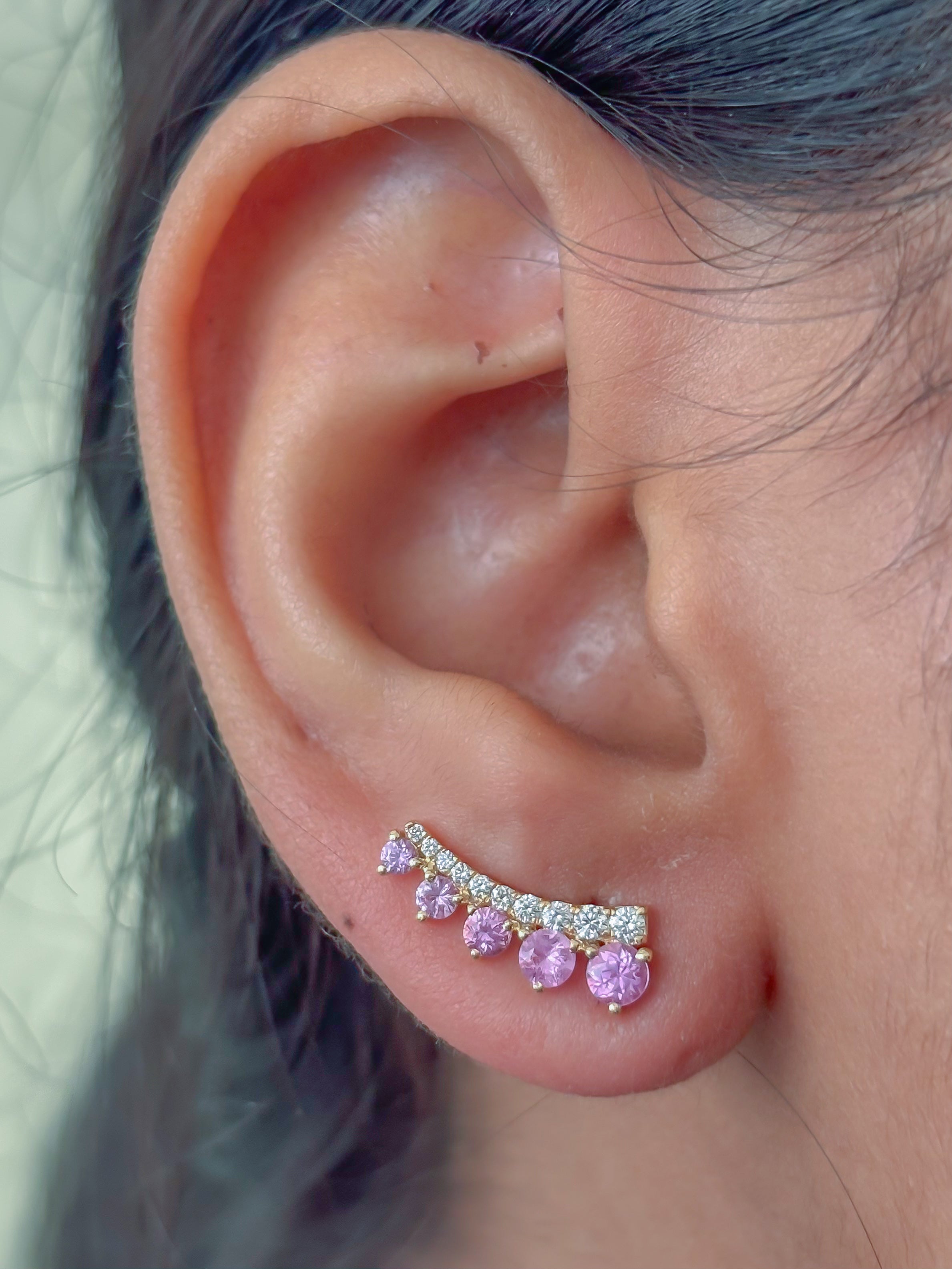JPERG-3987/10957 Pink Sapphire Diamond Earring | 18K