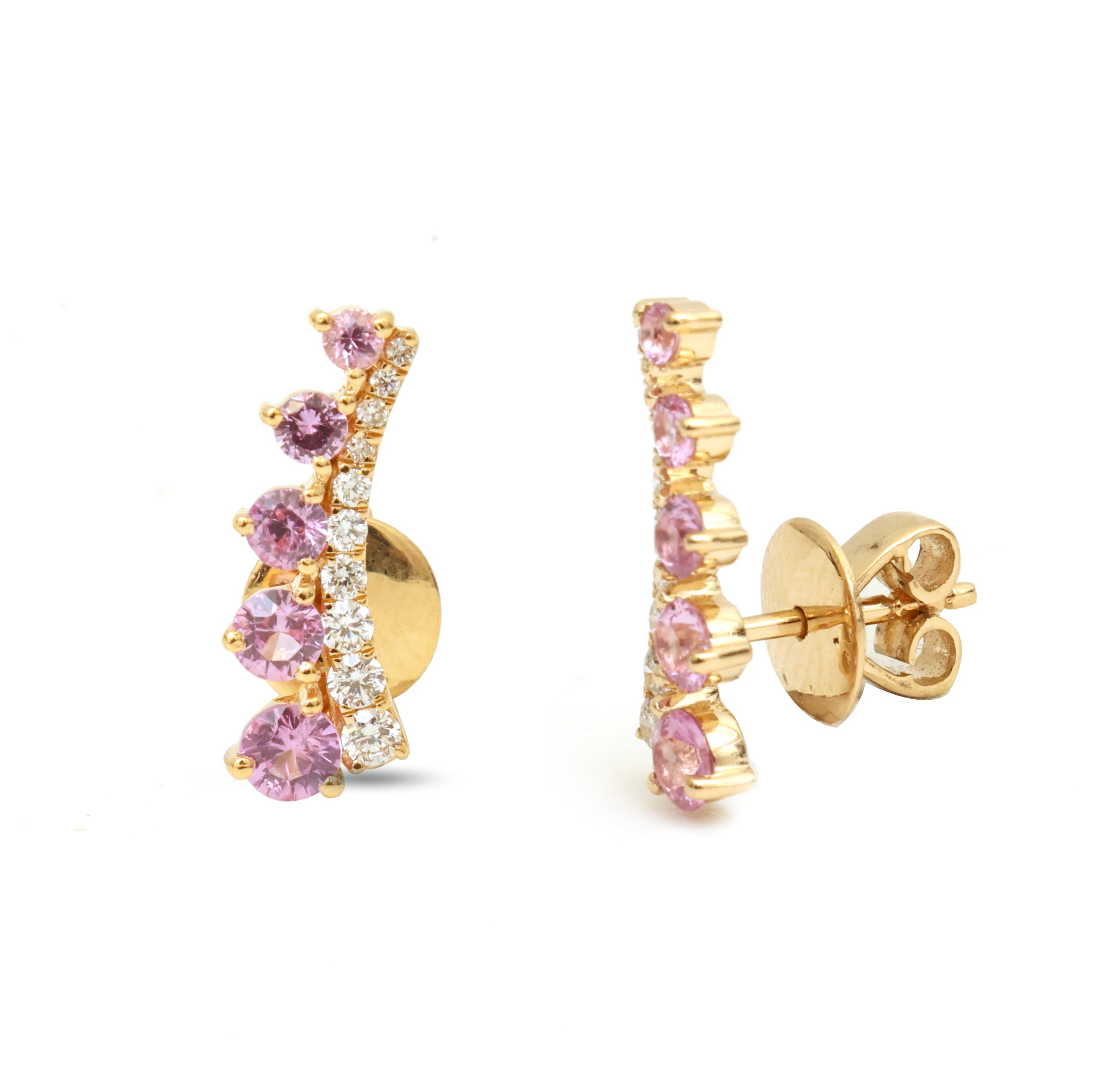 JPERG-3988/10958 Pink Sapphire Diamond Earring | 18K