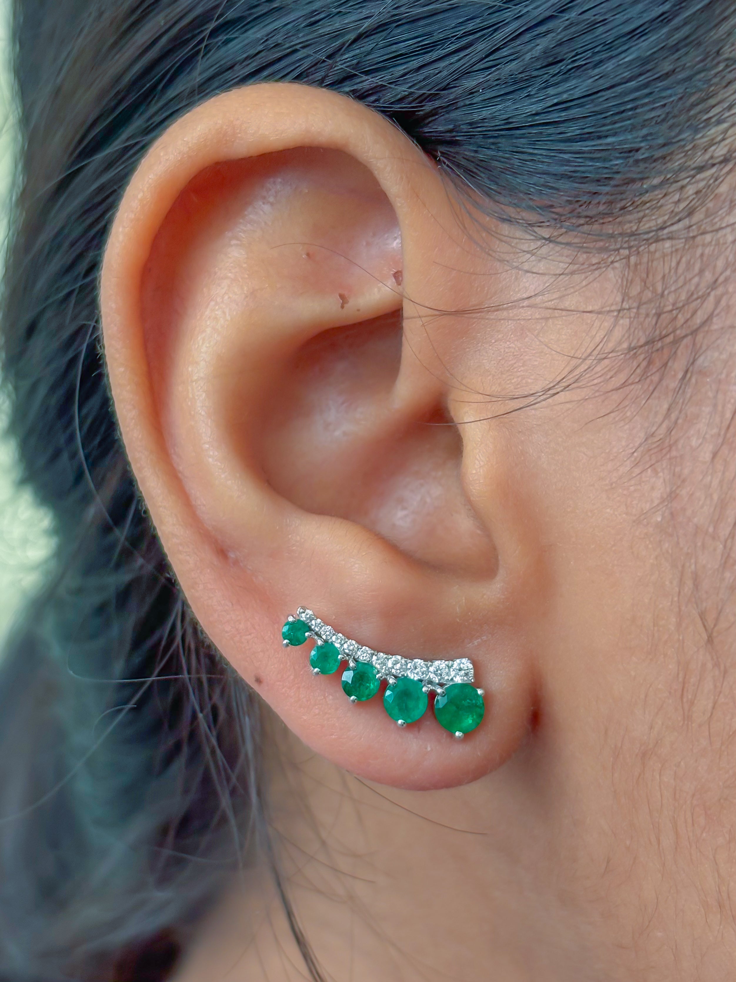 JPERG-3989/10959 Emerald Diamond Earring | 14K