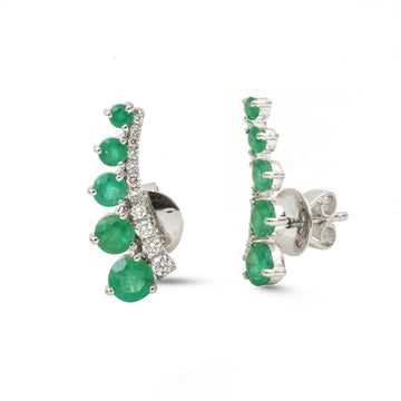 JPERG-3989/10959 Emerald Diamond Earring | 14K