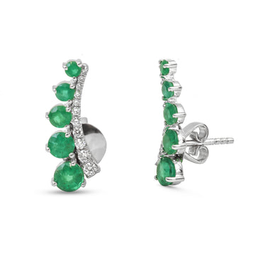 JPERG-3994/10964 Emerald Diamond Earring | 14K