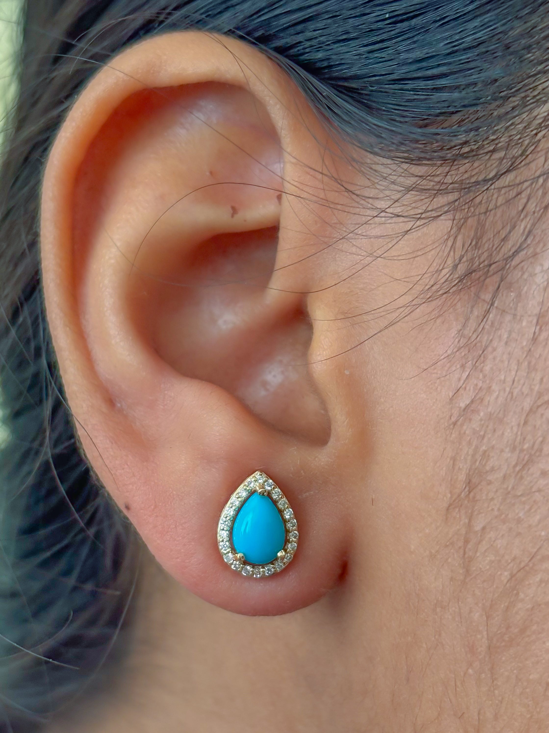 JPERG-3996/10966 Turquoise Diamond Earring | 14K