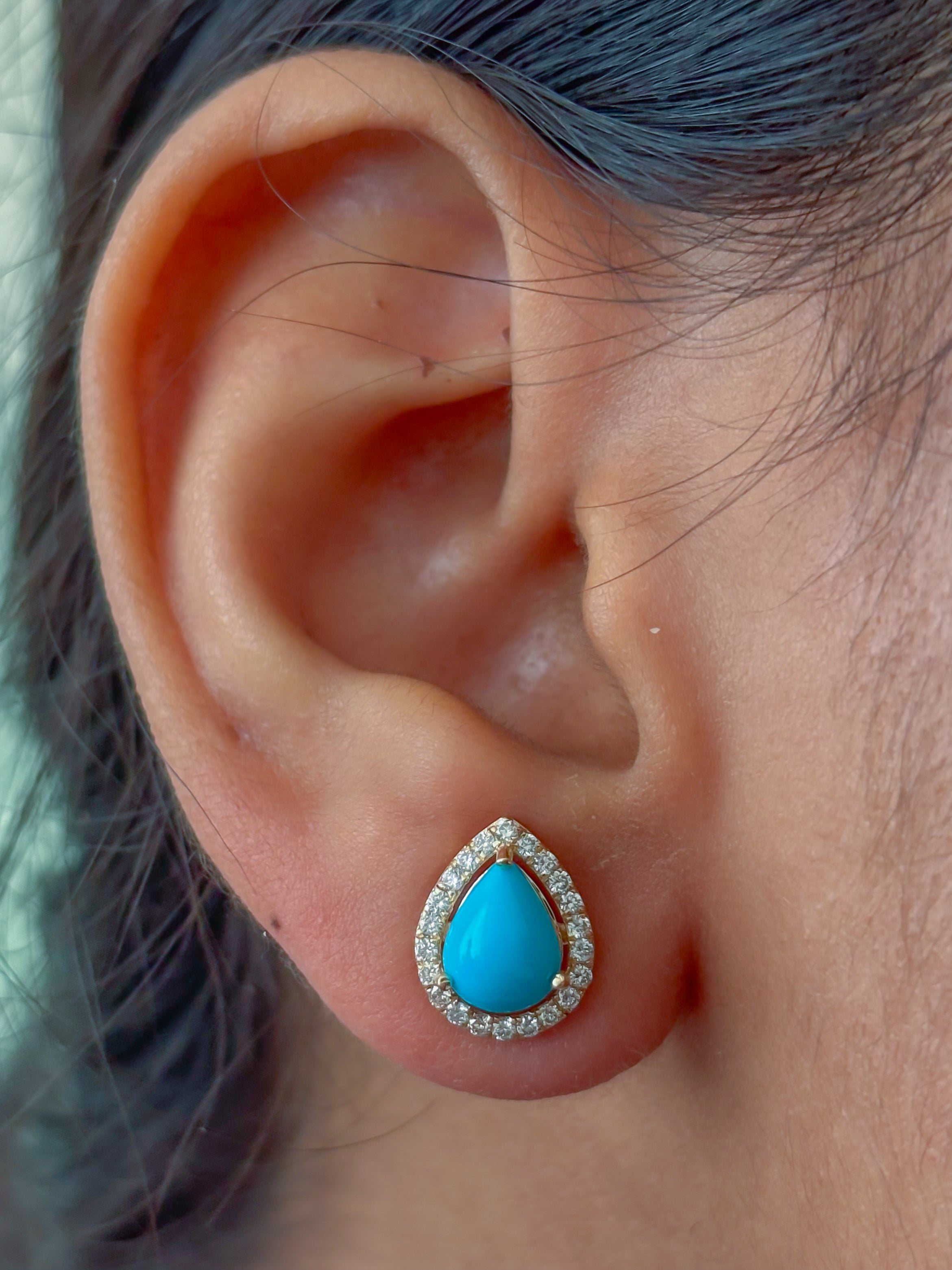 JPERG-4008/10978 Turquoise Diamond Earring | 14K