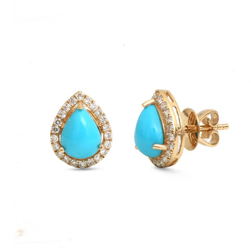 JPERG-4008/10978 Turquoise Diamond Earring | 14K