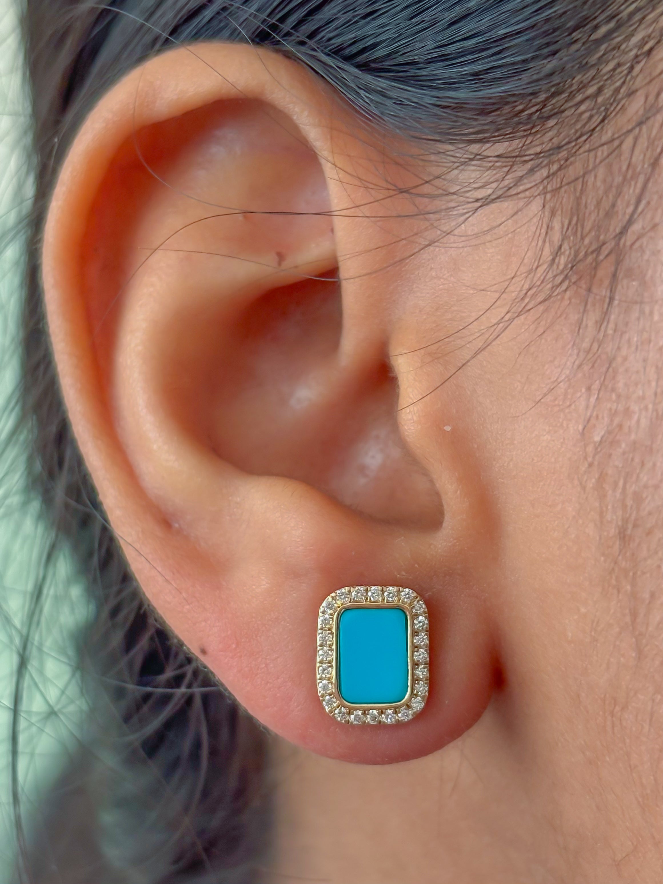 JPERG-4017/10987 Turquoise Diamond Earring | 14K