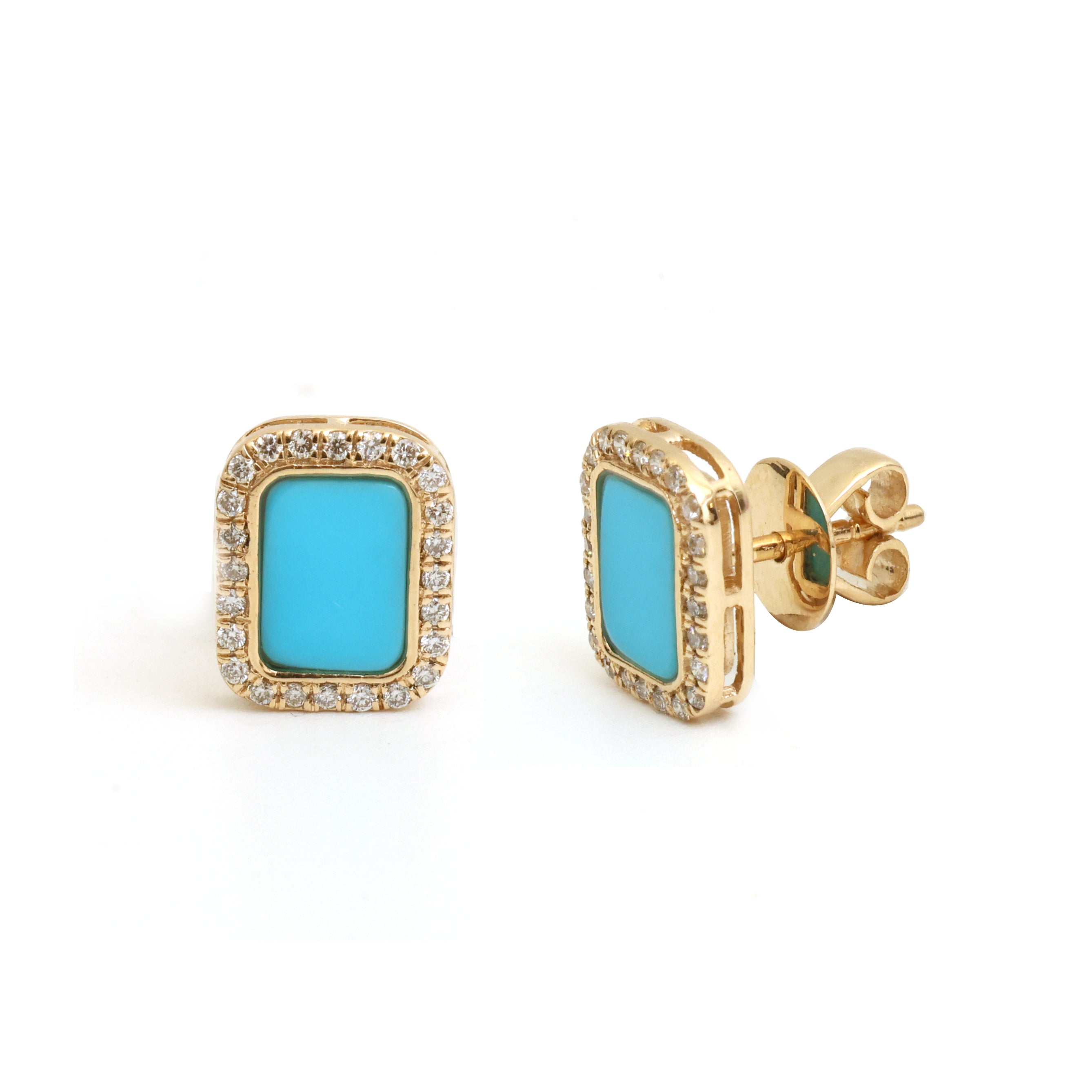 JPERG-4017/10987 Turquoise Diamond Earring | 14K