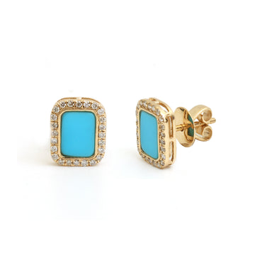 JPERG-4017/10987 Turquoise Diamond Earring | 14K