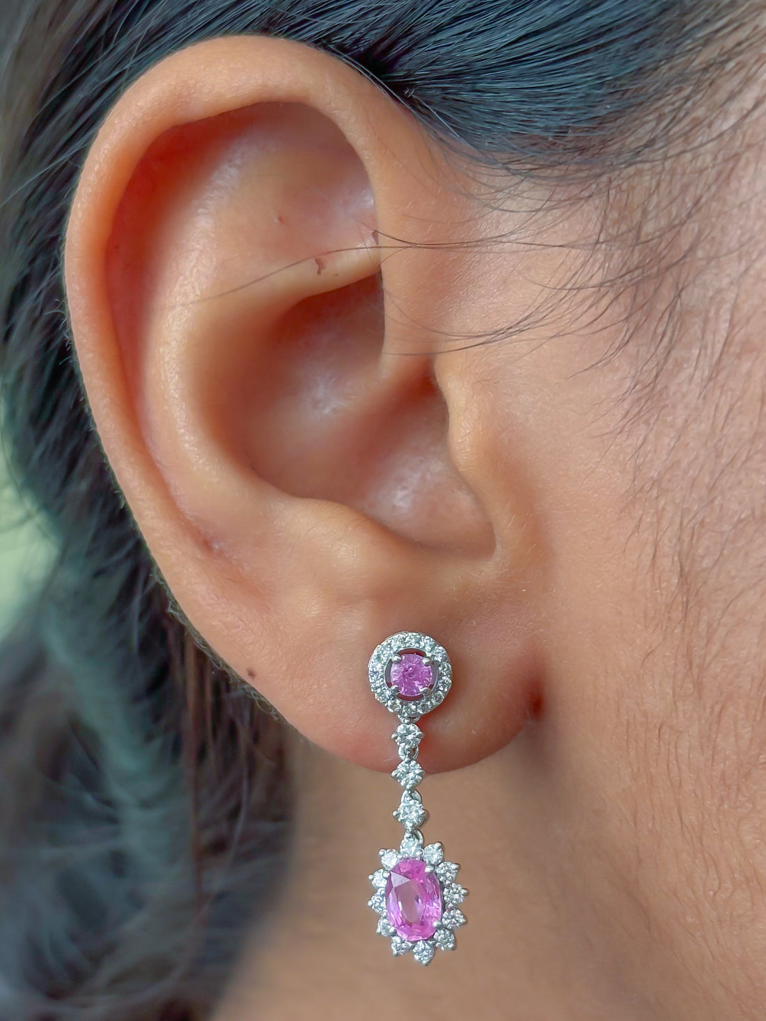 JPERG-4019/11022 Pink Sapphire Diamond Earring | 18K