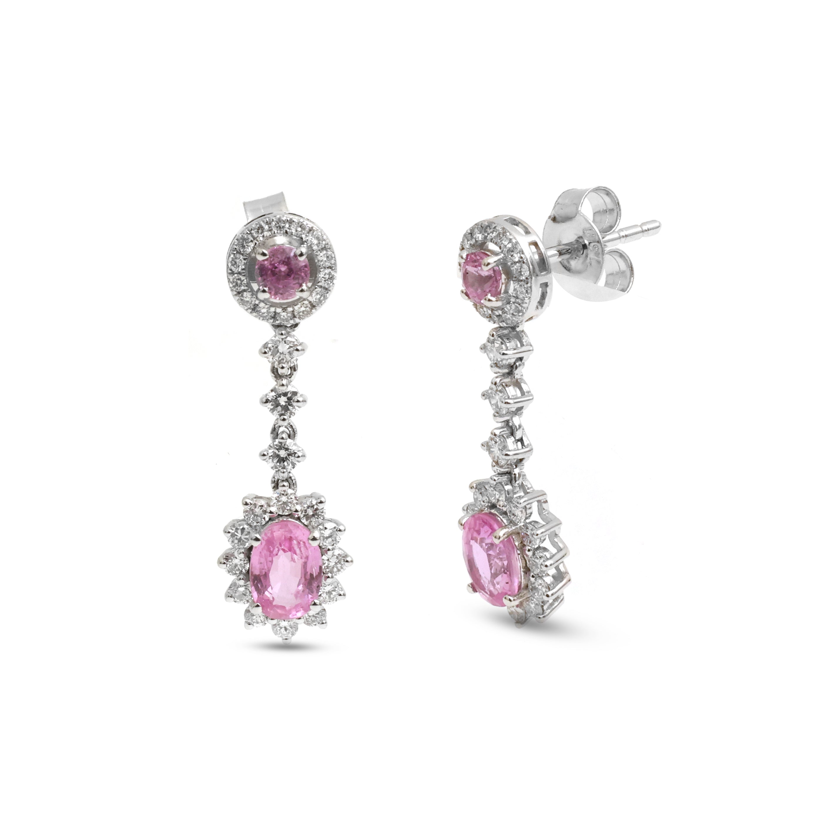JPERG-4019/11022 Pink Sapphire Diamond Earring | 18K
