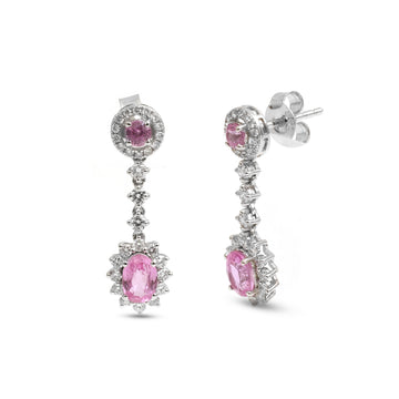 JPERG-4019/11022 Pink Sapphire Diamond Earring | 18K