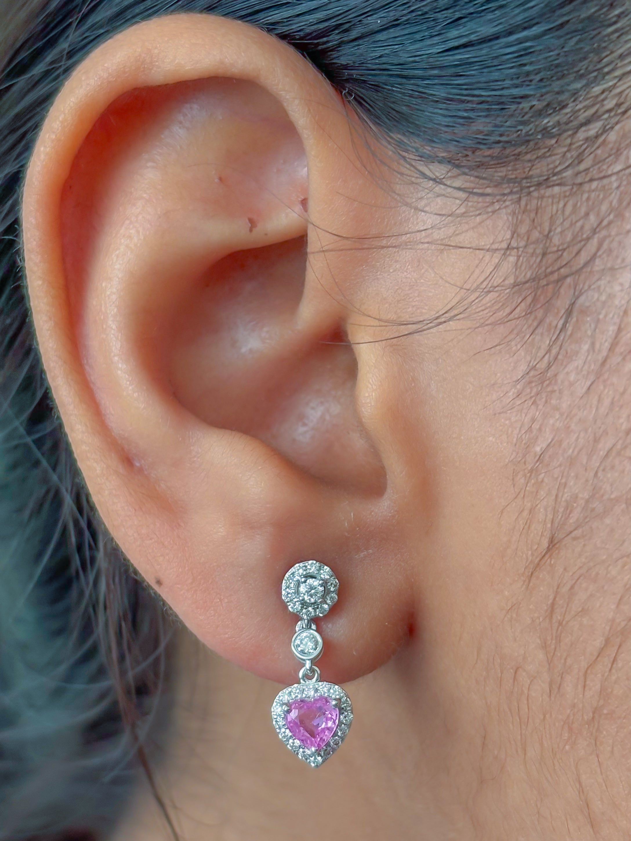 JPERG-4021/11024 Pink Sapphire Diamond Earring | 18K