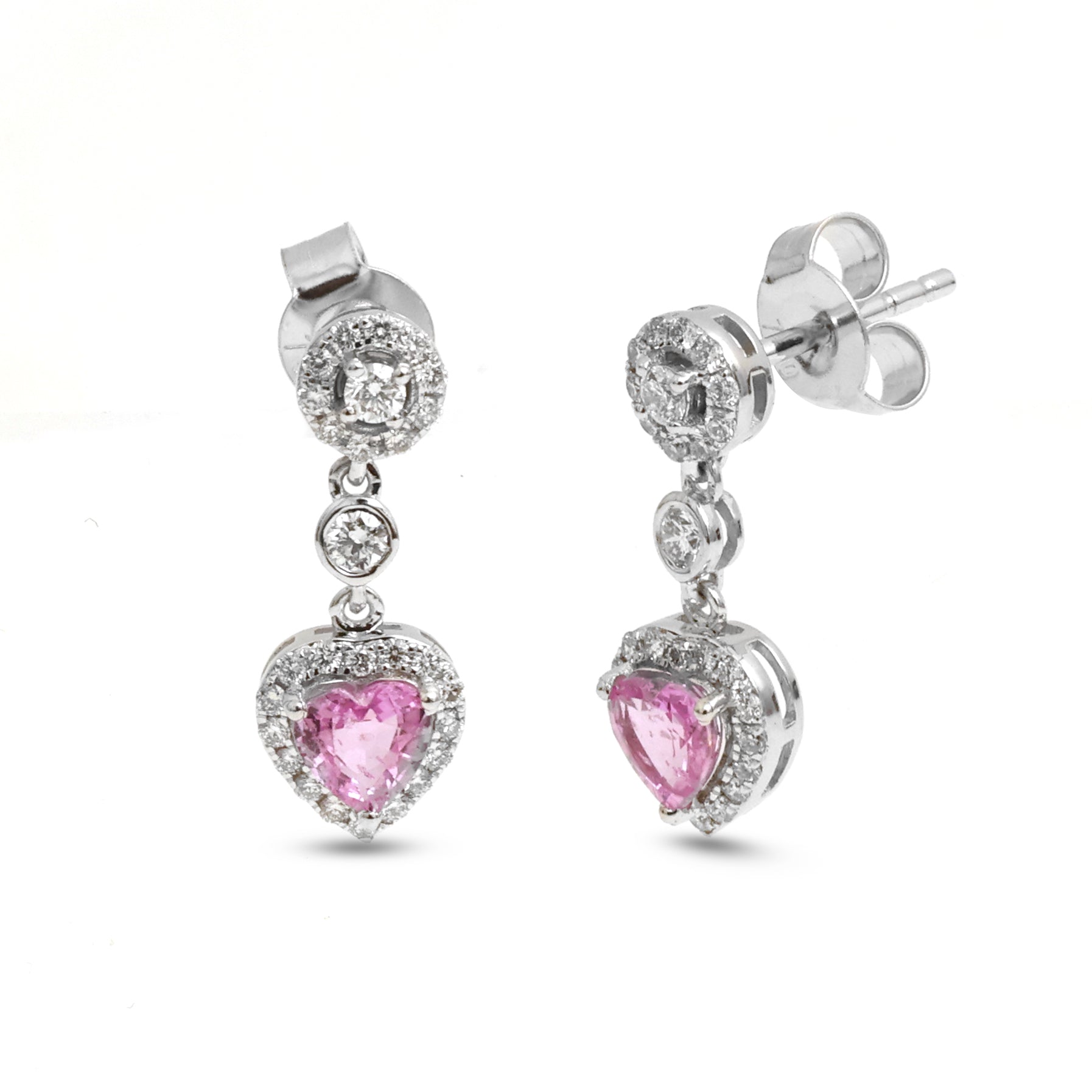 JPERG-4021/11024 Pink Sapphire Diamond Earring | 18K