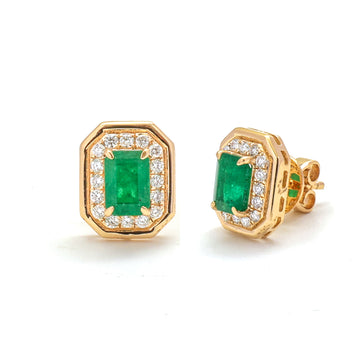 JPERG-4023/11027 Emerald Diamond Earring | 18K