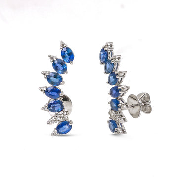 JPERG-4034/11069 Blue Sapphire Diamond Earring | 18K