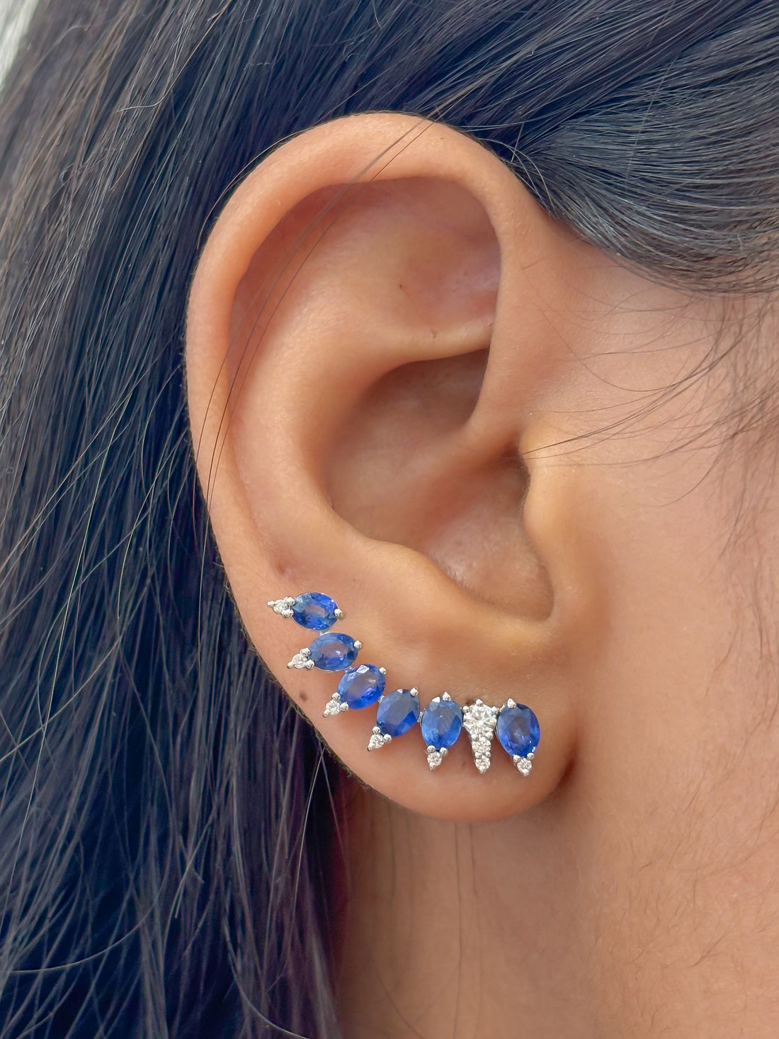 JPERG-4035/11070 Blue Sapphire Diamond Earring | 18K