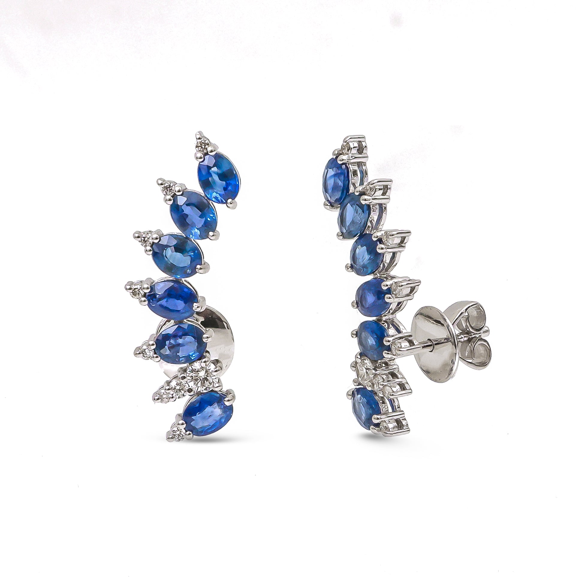 JPERG-4035/11070 Blue Sapphire Diamond Earring | 18K
