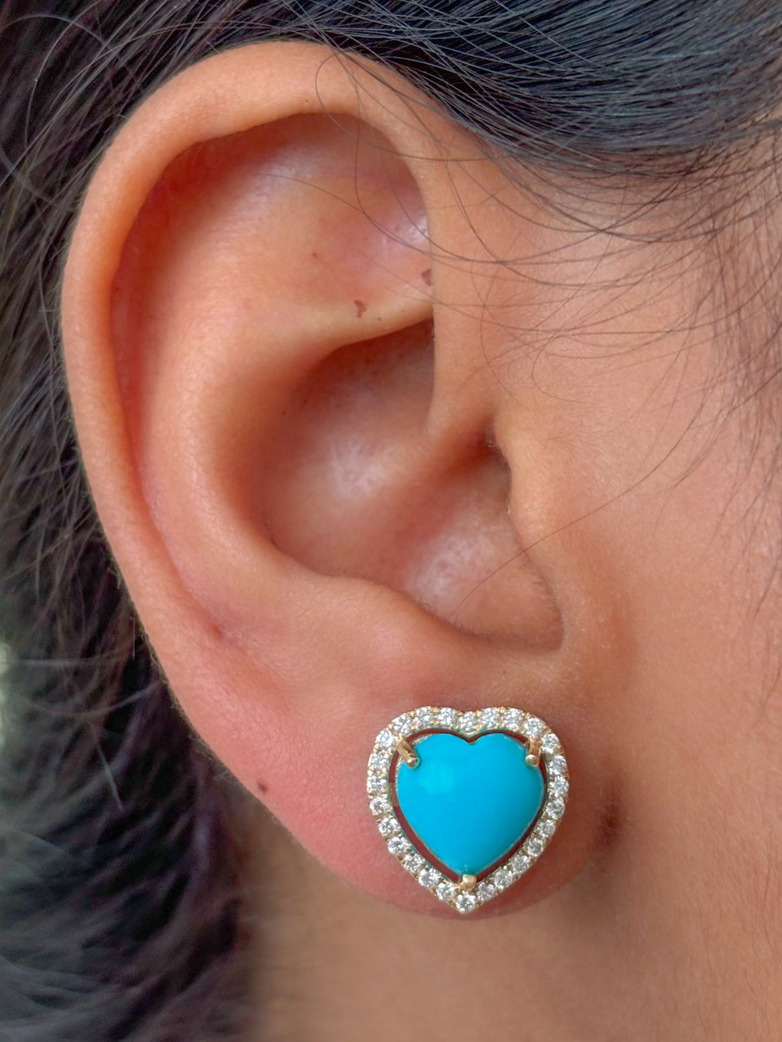 JPERG-4036/11080 Turquoise Diamond Earring | 14K
