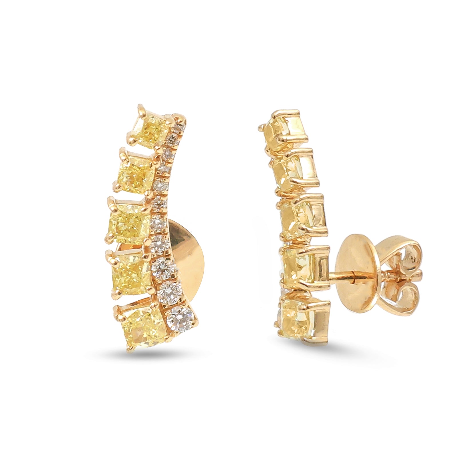 JPERG-4054/11114 Yellow Diamond Diamond Earring | 18K